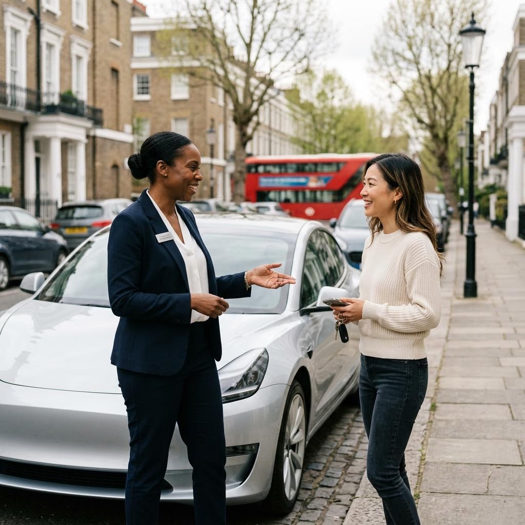 Vehicle specialist answering a seller’s questions